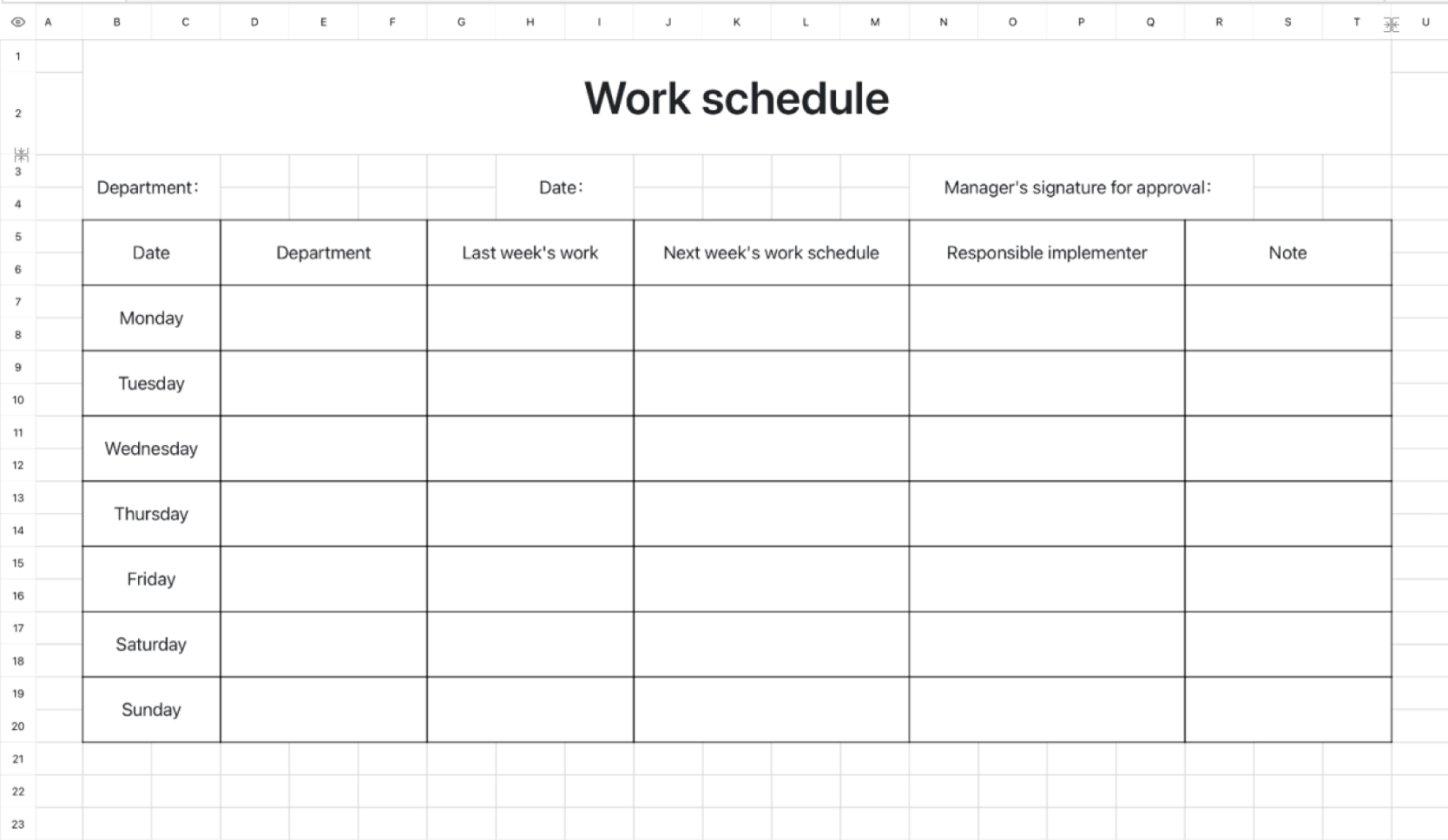 Work schedule 5